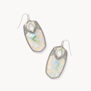 NWT Kendra Scott Vintage-Style Darby Silver Drop Earrings in Iridescent Abalone!